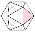 an icosahedron with a pink side